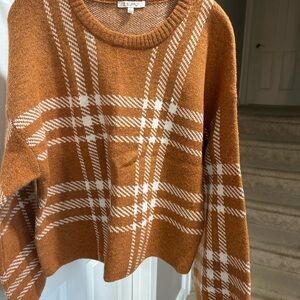 Z Supply Women's Plaid Sweater - Orange/Brown